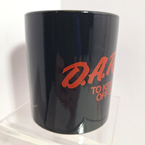 Dare To Keep Kids Off Drugs Black Ceramic Mug 12oz Vintage 90s Red Text - Picture 9 of 13